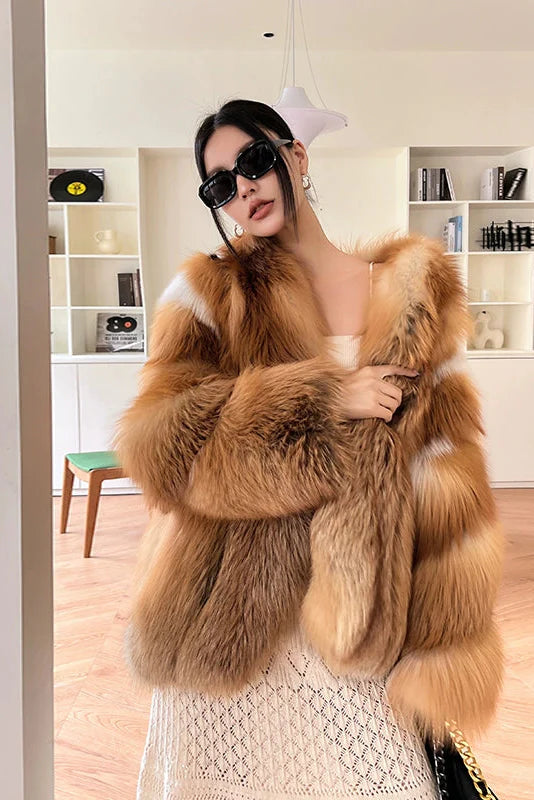 Authentic Fox Fur Jacket – Flame Queen 2025 Women's Luxury Coat
