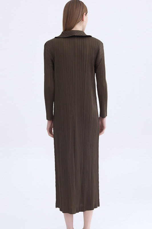 Elongated casual draped Miyake fashion cardigan top 2025 new pleated casual loose coat