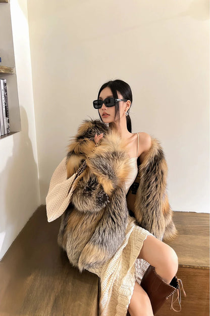 Authentic Fox Fur Jacket – Flame Queen 2025 Women's Luxury Coat