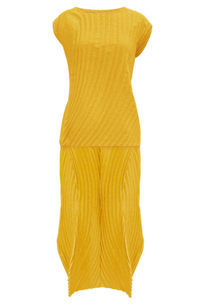 Pleated Slim Top and Skirt Set – Elegant Two-Piece Women’s Outfit