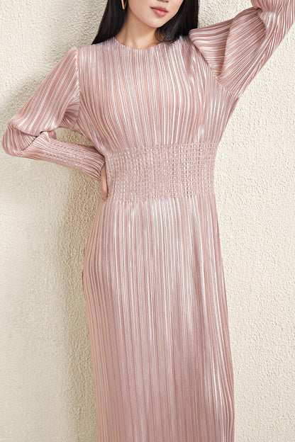 Pleats Please Waist-Pleated Dress – Elegant Long Pleated Skirt Style
