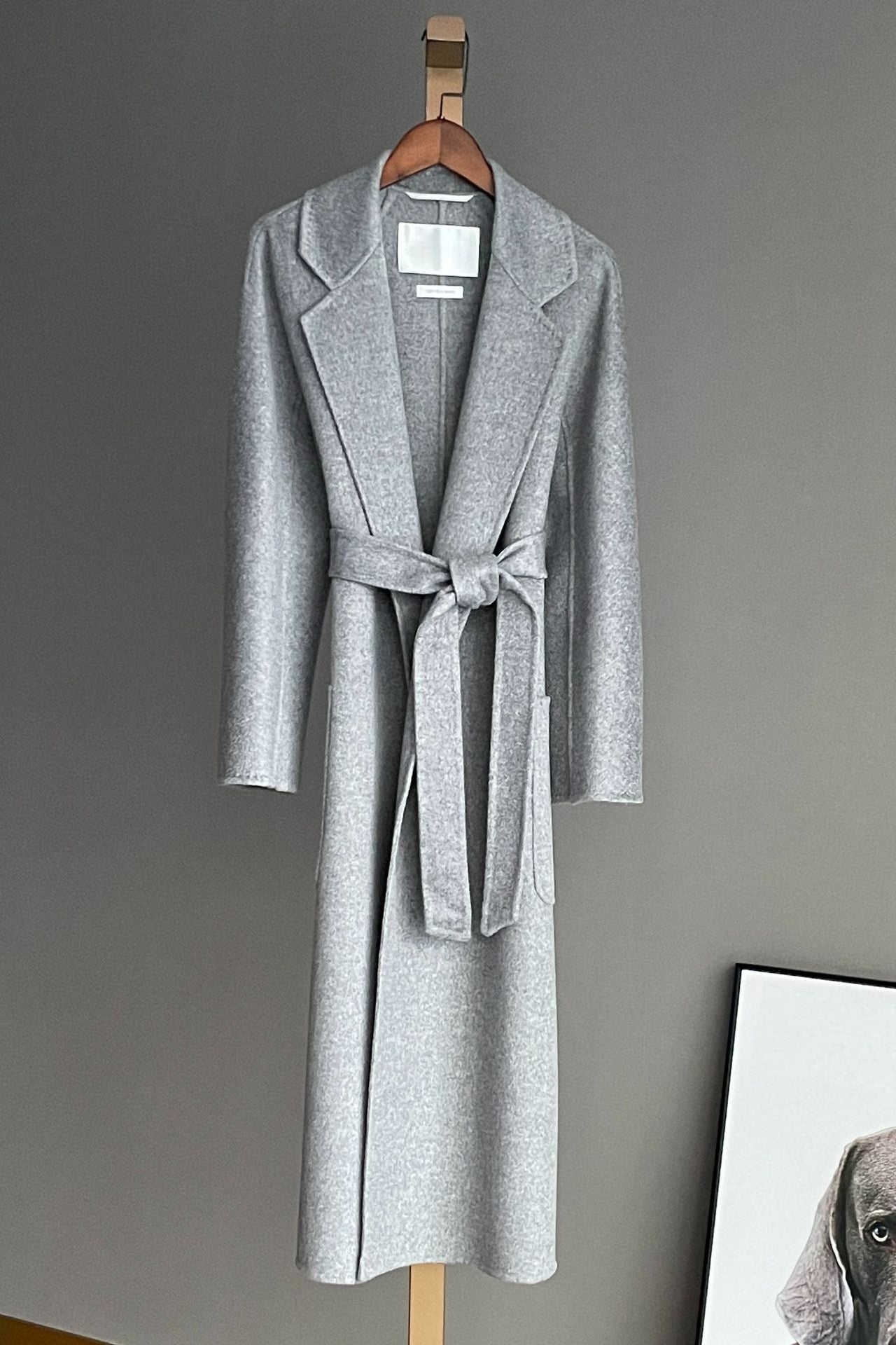 Max Mara Style Reversible Water-Ripple Cashmere Wool Wrap Drape Coat