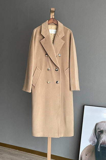 Max Mara Style Classic Camel Double-Breasted Cashmere Wool Coat 101801