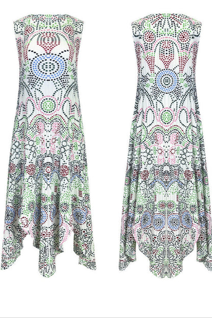 Boho Polka Dot Dress – Irregular Print Casual Loose Slimming Dress