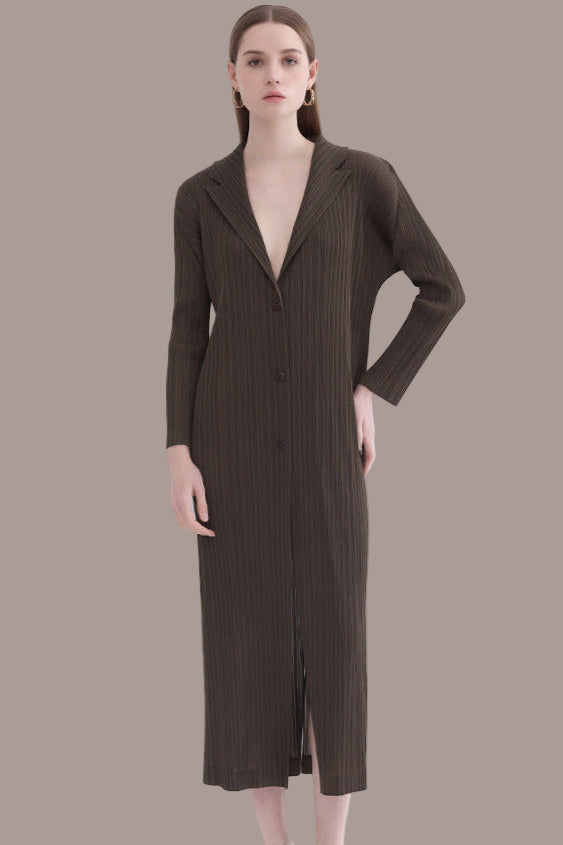 Elongated casual draped Miyake fashion cardigan top 2025 new pleated casual loose coat