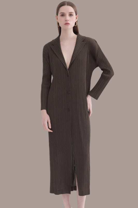 Elongated casual draped Miyake fashion cardigan top 2025 new pleated casual loose coat