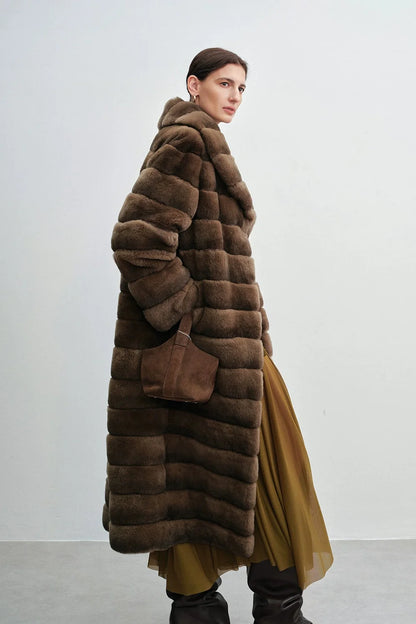 Flame Queen 2025 Women's Elegant Otter Rabbit Fur Long Coat