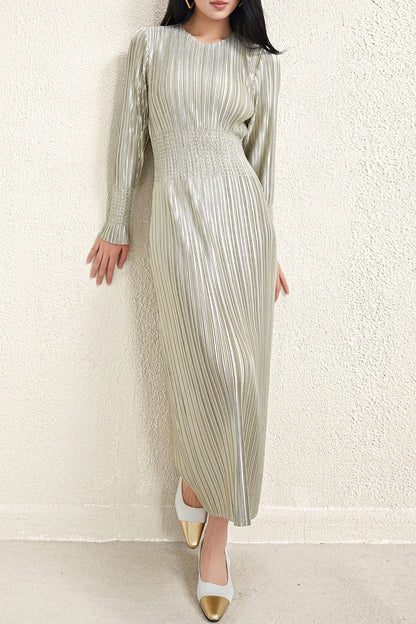 Pleats Please Waist-Pleated Dress – Elegant Long Pleated Skirt Style