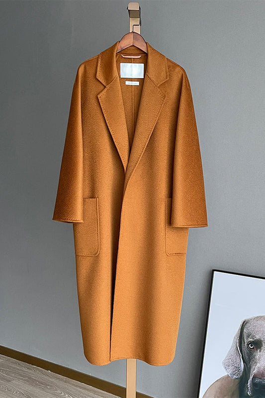 Max Mara Style Reversible Water-Ripple Cashmere Wool Wrap Drape Coat