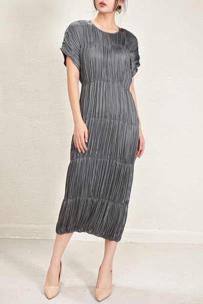Pleats Please Short-Sleeve Summer Dress – Elegant Pleated Casual Style