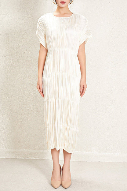 Pleats Please Short-Sleeve Summer Dress – Elegant Pleated Casual Style