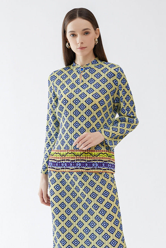 Pleated Retro Plaid Casual Suit – One-Button Women’s Blazer Style