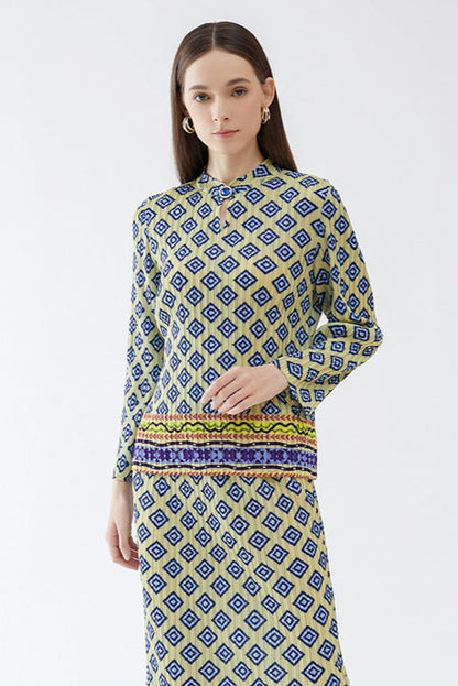 Pleated Retro Plaid Casual Suit – One-Button Women’s Blazer Style