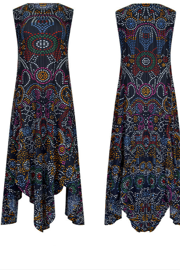 Boho Polka Dot Dress – Irregular Print Casual Loose Slimming Dress