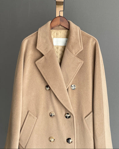 Max Mara Style Classic Camel Double-Breasted Cashmere Wool Coat 101801