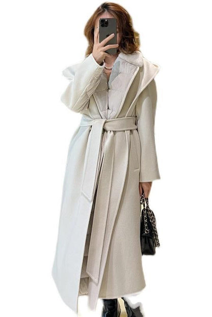 Max Mara Style Shearling Fur Coat with Mink Collar and Goose Down Lining