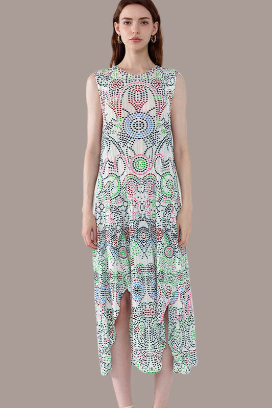 Boho Polka Dot Dress – Irregular Print Casual Loose Slimming Dress