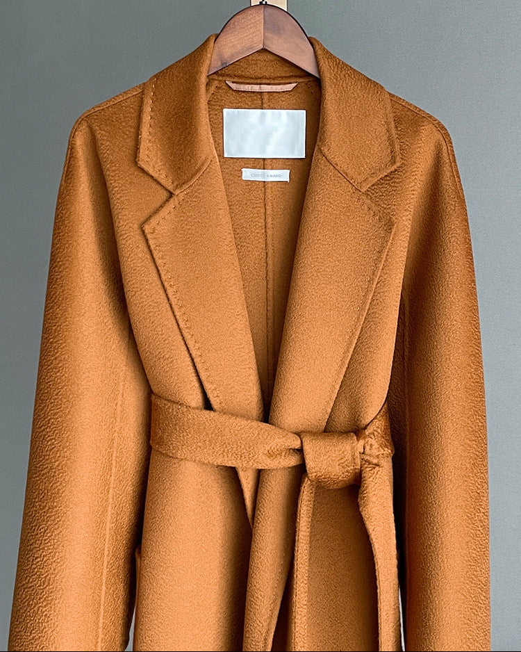 Max Mara Style Reversible Water-Ripple Cashmere Wool Wrap Drape Coat