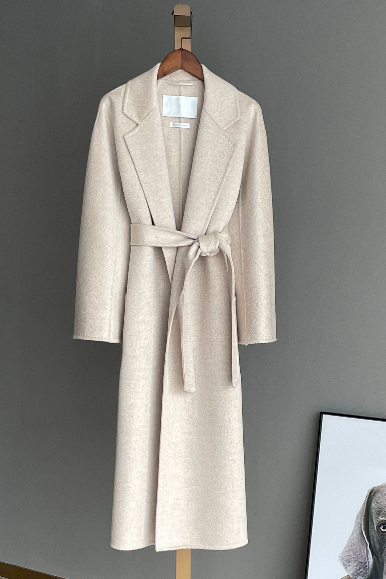 Max Mara Style Reversible Water-Ripple Cashmere Wool Wrap Drape Coat