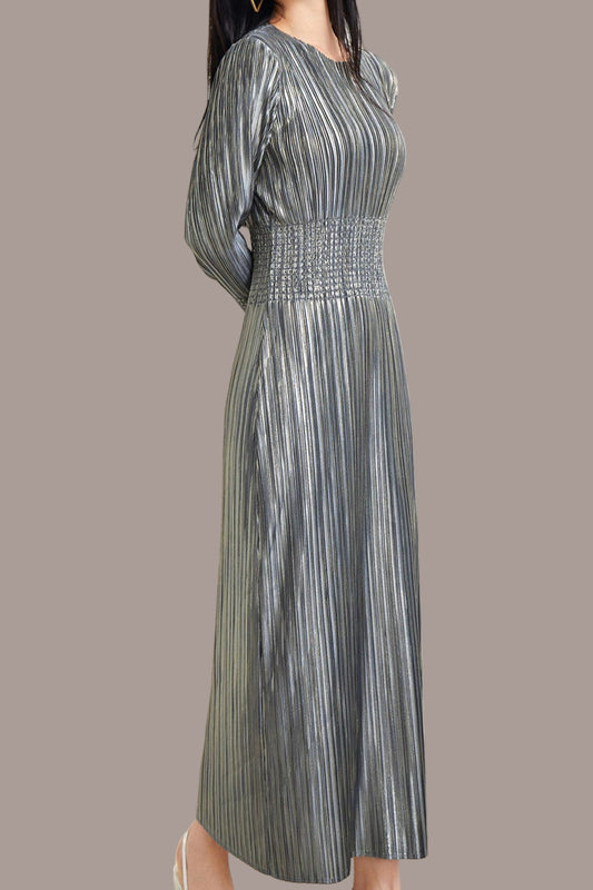 Pleats Please Waist-Pleated Dress – Elegant Long Pleated Skirt Style