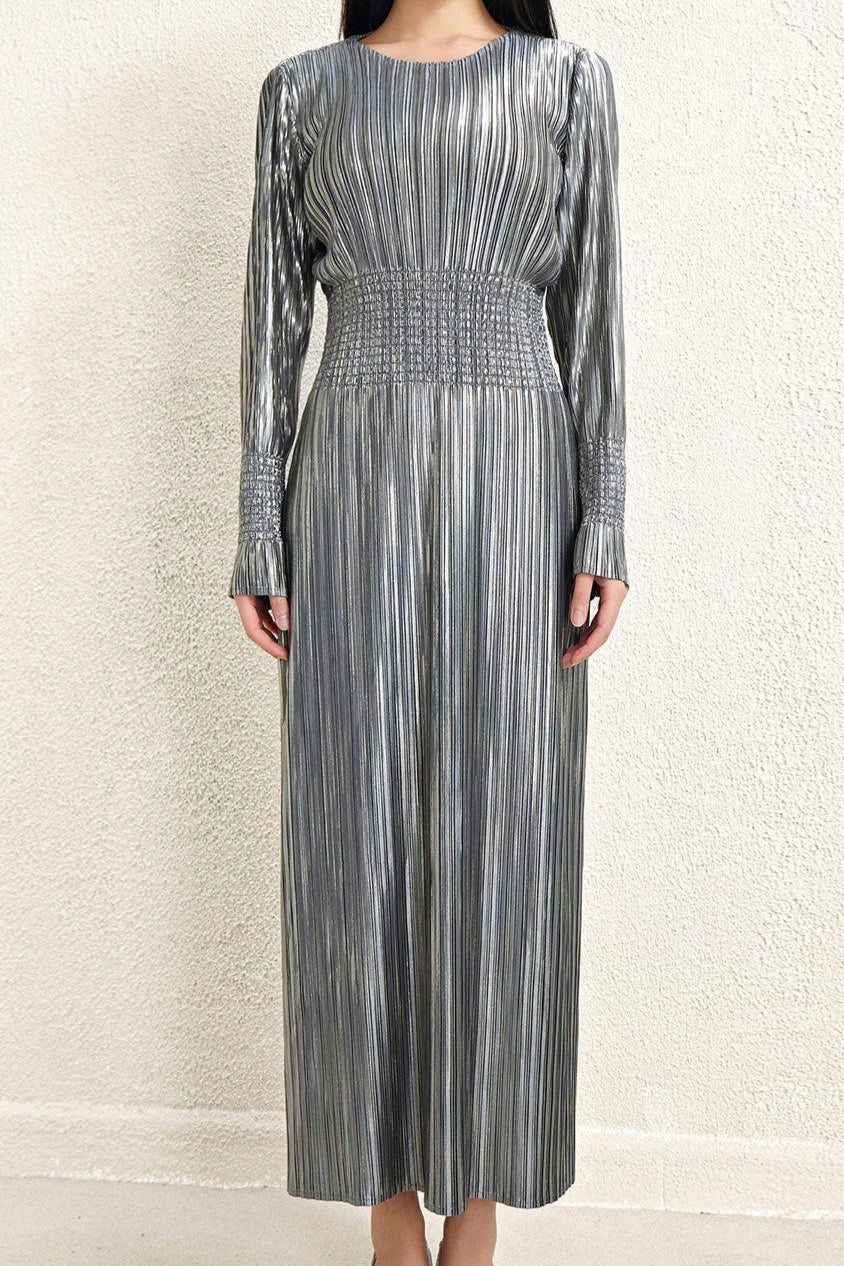 Pleats Please Waist-Pleated Dress – Elegant Long Pleated Skirt Style