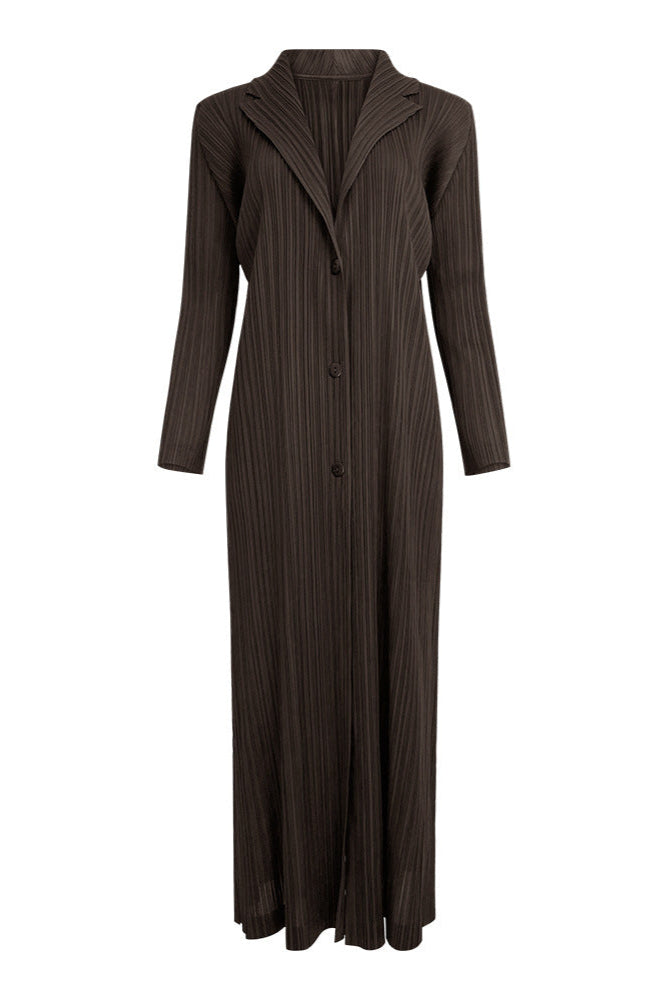 Elongated casual draped Miyake fashion cardigan top 2025 new pleated casual loose coat