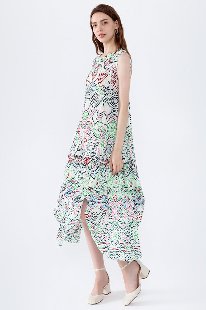 Boho Polka Dot Dress – Irregular Print Casual Loose Slimming Dress