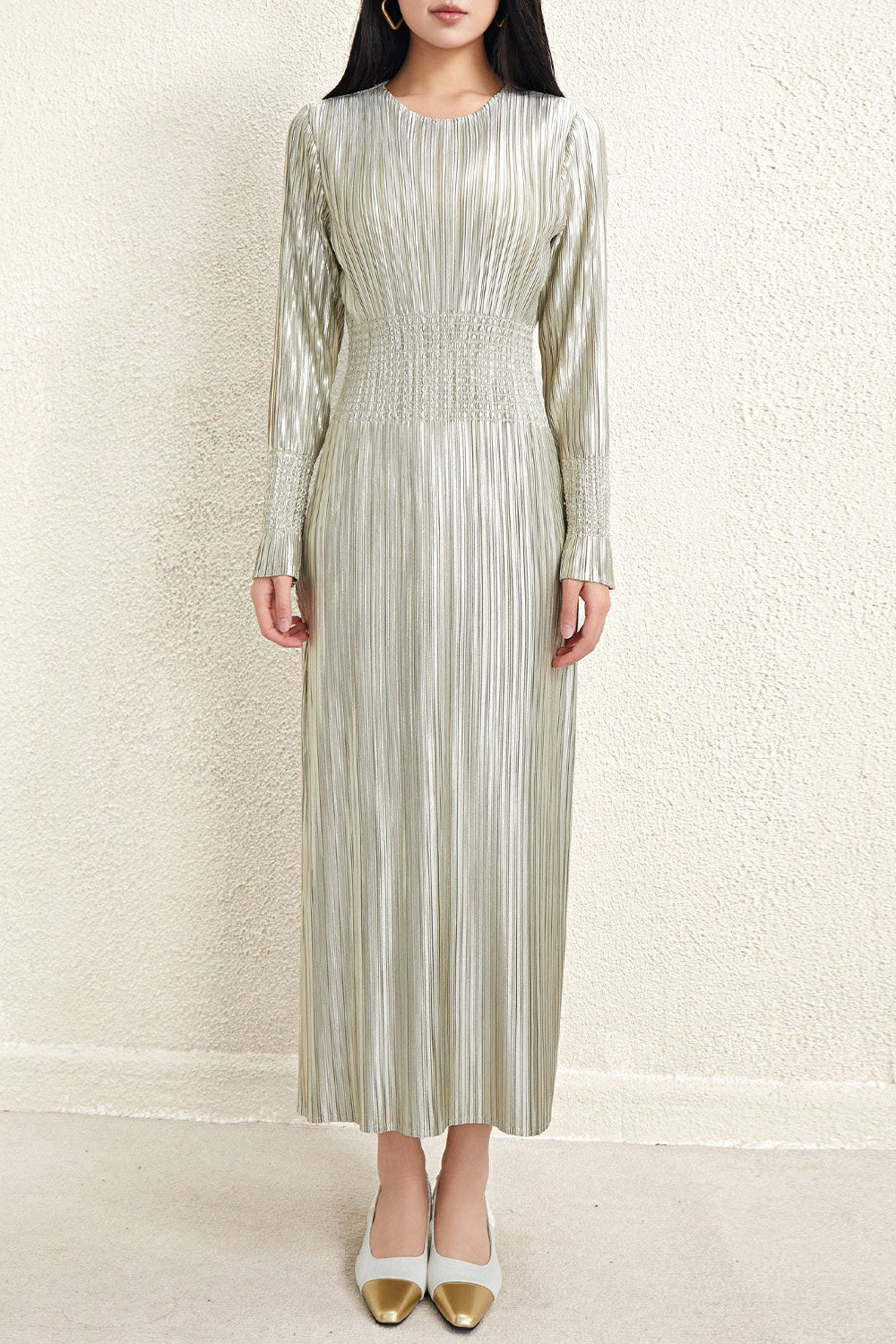 Pleats Please Waist-Pleated Dress – Elegant Long Pleated Skirt Style