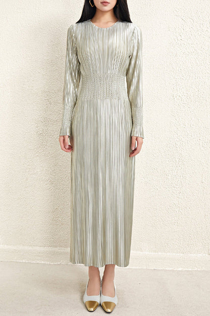Pleats Please Waist-Pleated Dress – Elegant Long Pleated Skirt Style
