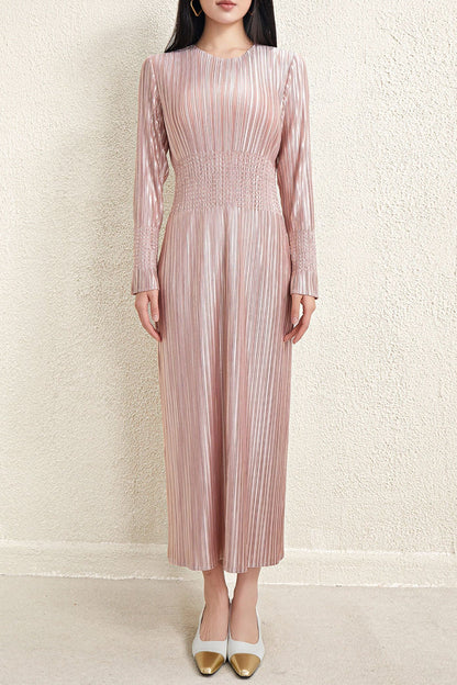 Pleats Please Waist-Pleated Dress – Elegant Long Pleated Skirt Style