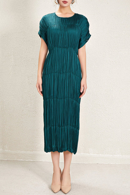 Pleats Please Short-Sleeve Summer Dress – Elegant Pleated Casual Style