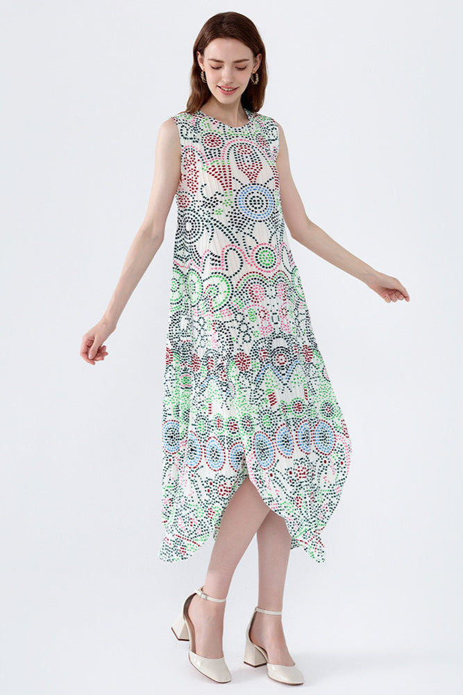 Boho Polka Dot Dress – Irregular Print Casual Loose Slimming Dress