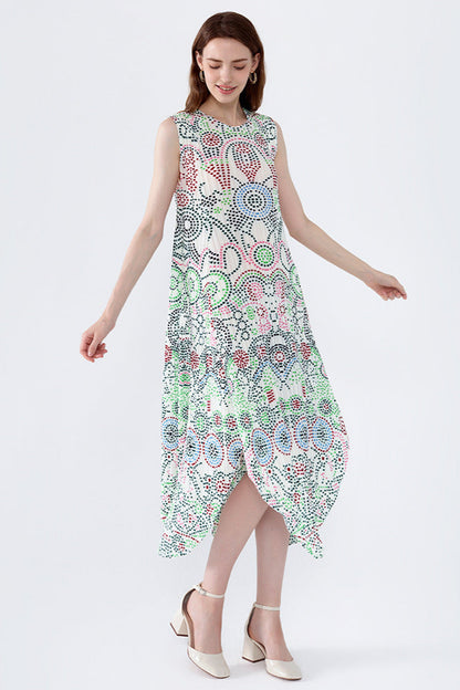 Boho Polka Dot Dress – Irregular Print Casual Loose Slimming Dress