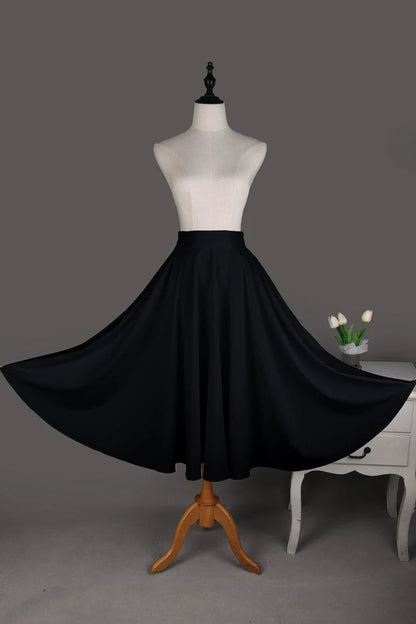 Audrey Hepburn Style Midi Skirt – Umbrella Skirt Black Elegant Skirt Set for Evening and Formal Occasion