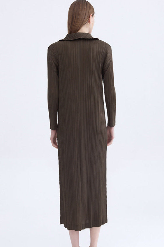 Elongated casual draped Miyake fashion cardigan top 2025 new pleated casual loose coat