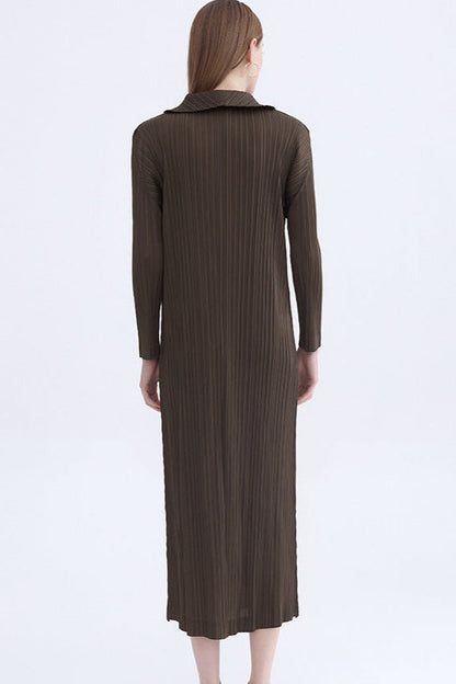 Elongated casual draped Miyake fashion cardigan top 2025 new pleated casual loose coat