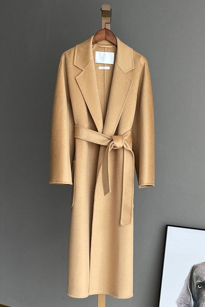 Max Mara Style Reversible Water-Ripple Cashmere Wool Wrap Drape Coat