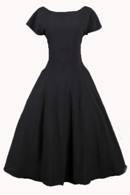 Hepburn little black dress women's summer new retro bow tie waist slim fluffy princess dress