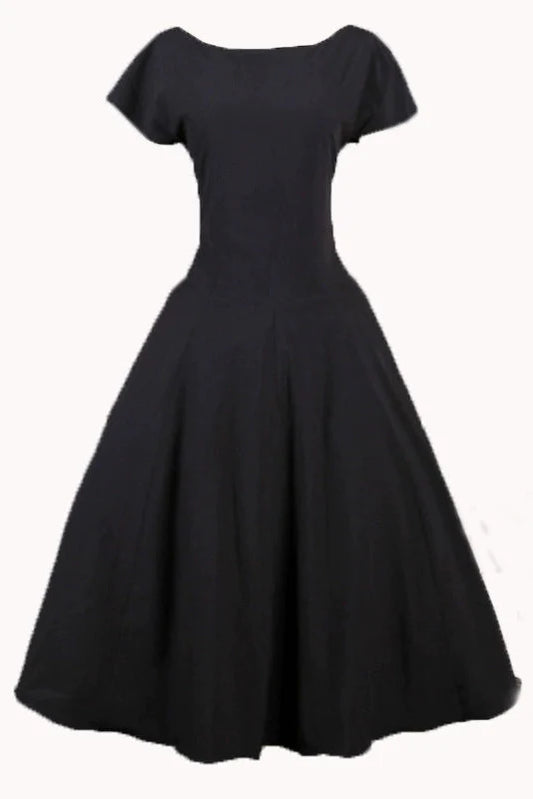 Hepburn little black dress women's summer new retro bow tie waist slim fluffy princess dress
