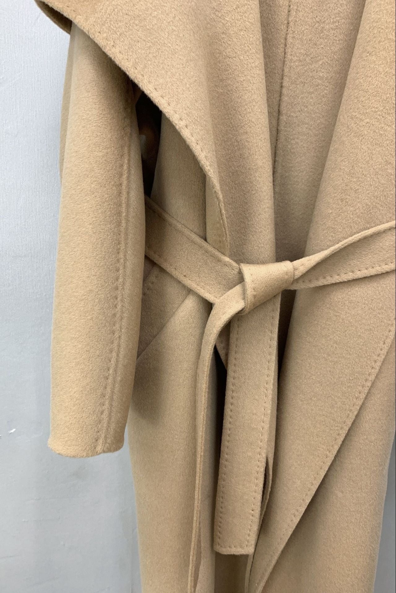 Max Mara Style Double-Face Cashmere Wool Wrap Coat – Elegant Belted Long Coat for Women