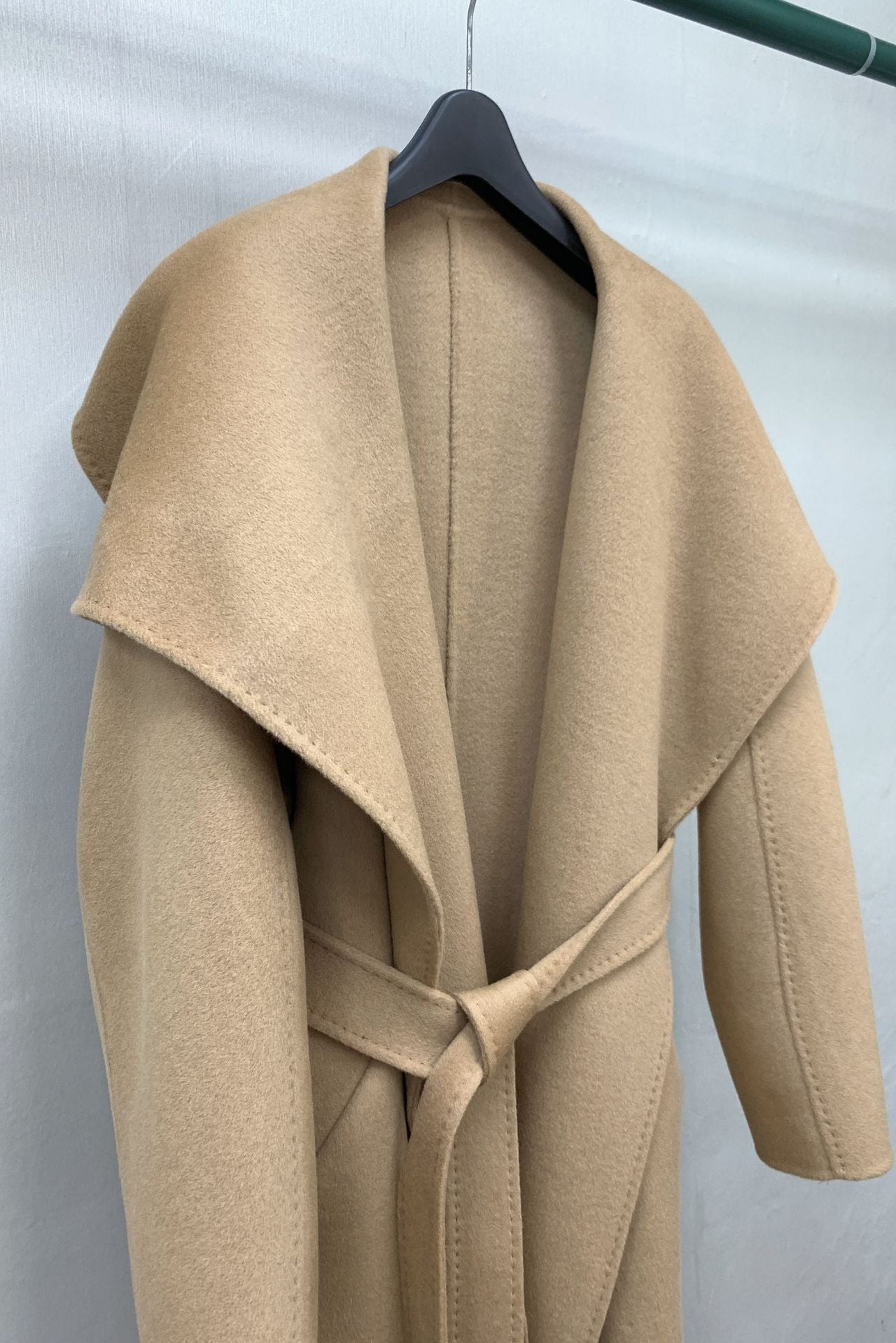 Max Mara Style Double-Face Cashmere Wool Wrap Coat – Elegant Belted Long Coat for Women