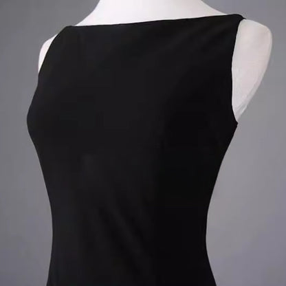 1:1 Recreated Audrey Hepburn Breakfast at Tiffany’s Dress – Elegant Long Black Dress with Straps, Perfect for Evening, Black-Tie & Formal Events