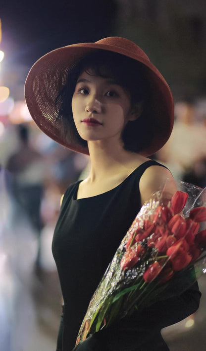 Audrey Hepburn Fashion Black Dress – Restored Classic, Exclusive High-End Custom “Breakfast at Tiffany’s” Sleeveless Little Black Dress with Ruffled Hem and Mermaid Silhouette