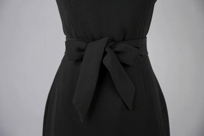 Audrey Hepburn Fashion Black Dress – Restored Classic, Exclusive High-End Custom “Breakfast at Tiffany’s” Sleeveless Little Black Dress with Ruffled Hem and Mermaid Silhouette