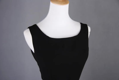 Audrey Hepburn Fashion Black Dress – Restored Classic, Exclusive High-End Custom “Breakfast at Tiffany’s” Sleeveless Little Black Dress with Ruffled Hem and Mermaid Silhouette